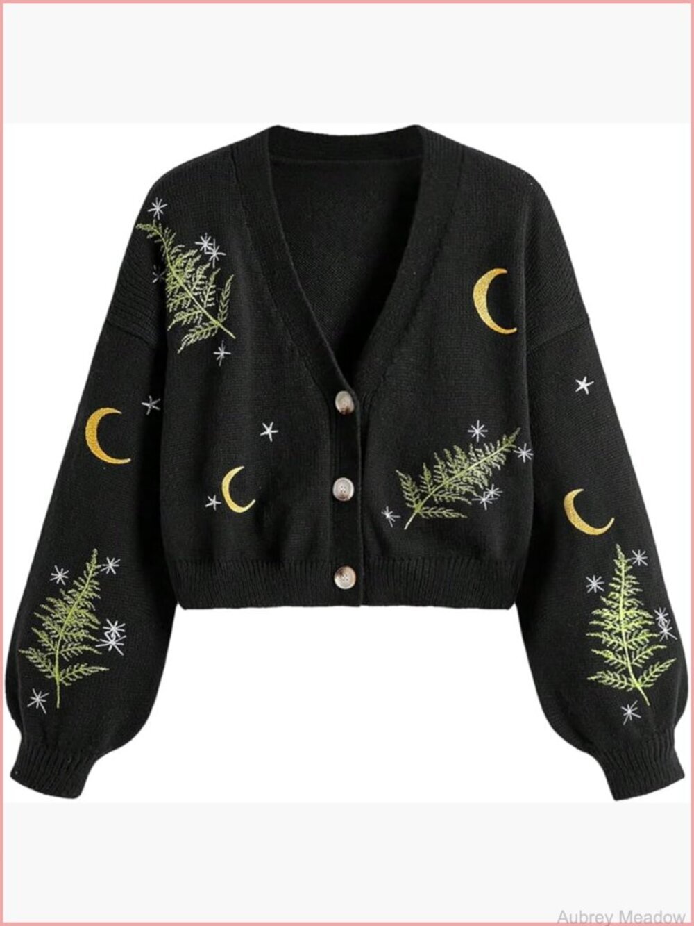 Women's Embroidered Cardigan Sweater Button Up Long Sleeve Knit Outerwear